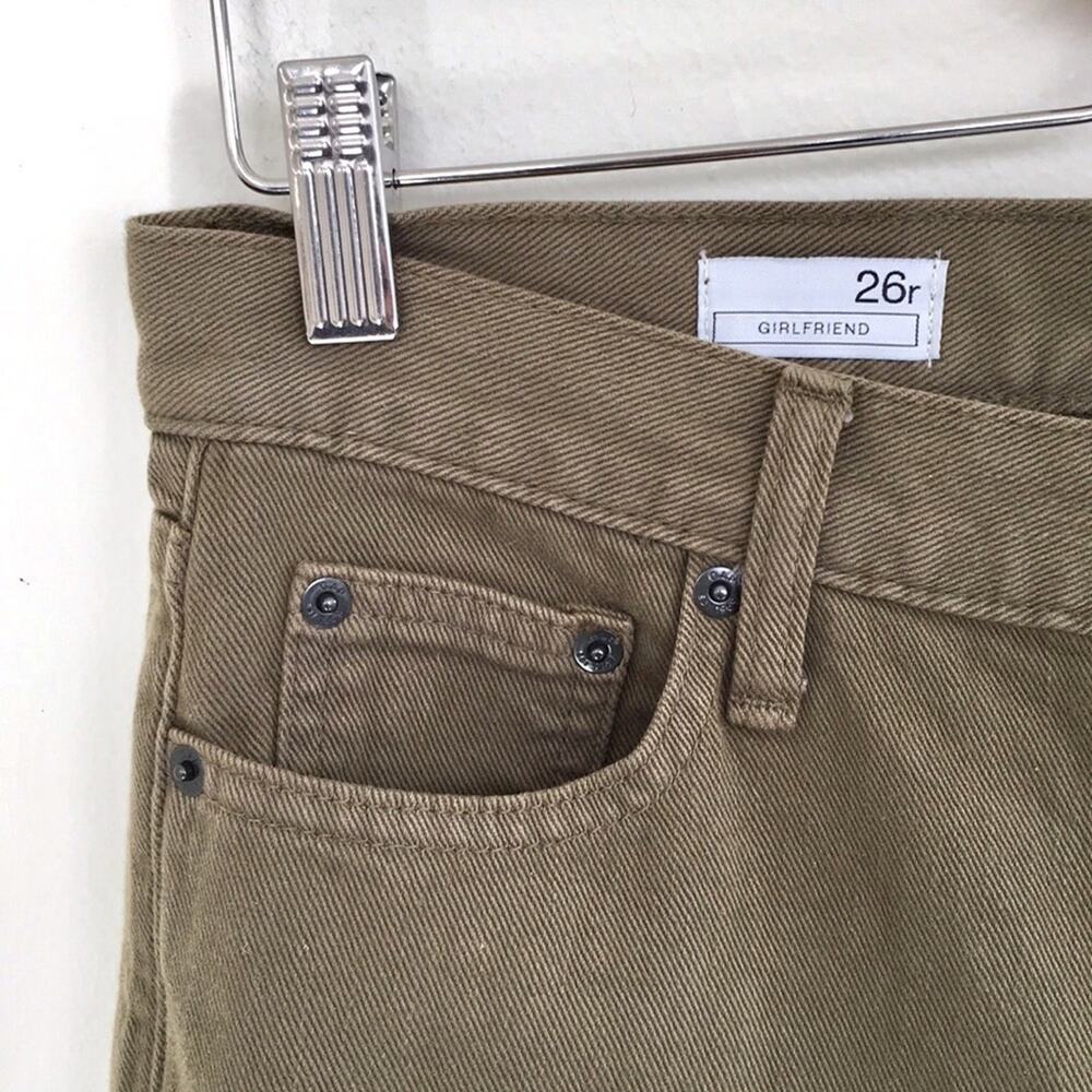 Gap Girlfriend frayed army green jeans/denim sz 26 - Picture 3 of 7